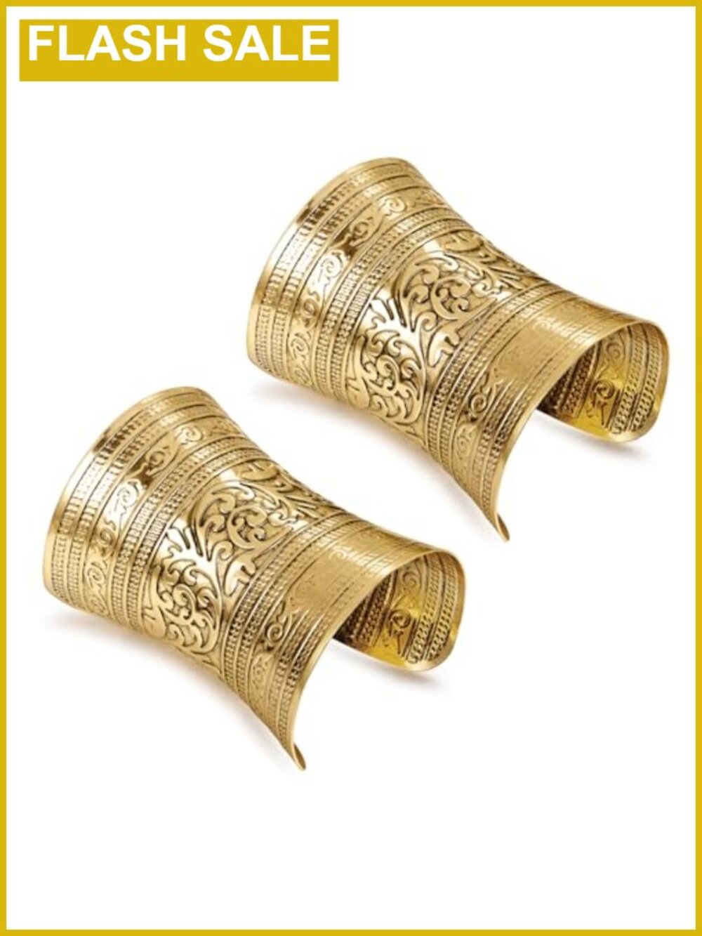 Vintage Chunky Cuff Bracelets for Women 2PC Gold Belly Dance Cosplay